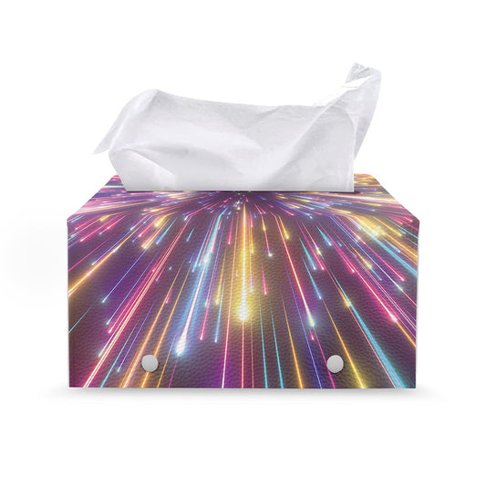 Colorful Hyperspace Print Leather Tissue Box Cover