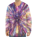 Colorful Hyperspace Print Long Sleeve Baseball Jersey