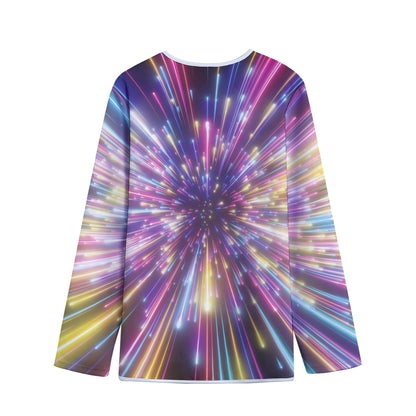 Colorful Hyperspace Print Long Sleeve Short Coat