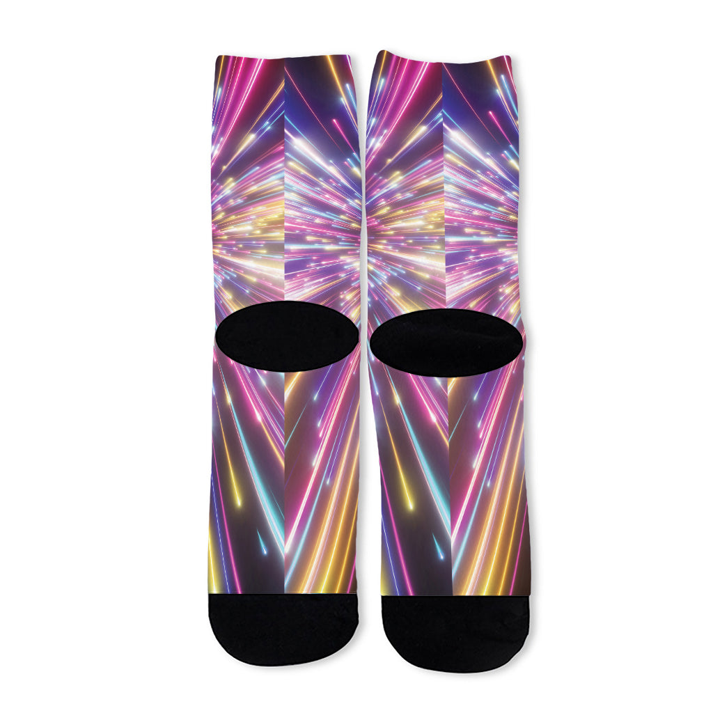 Colorful Hyperspace Print Long Socks