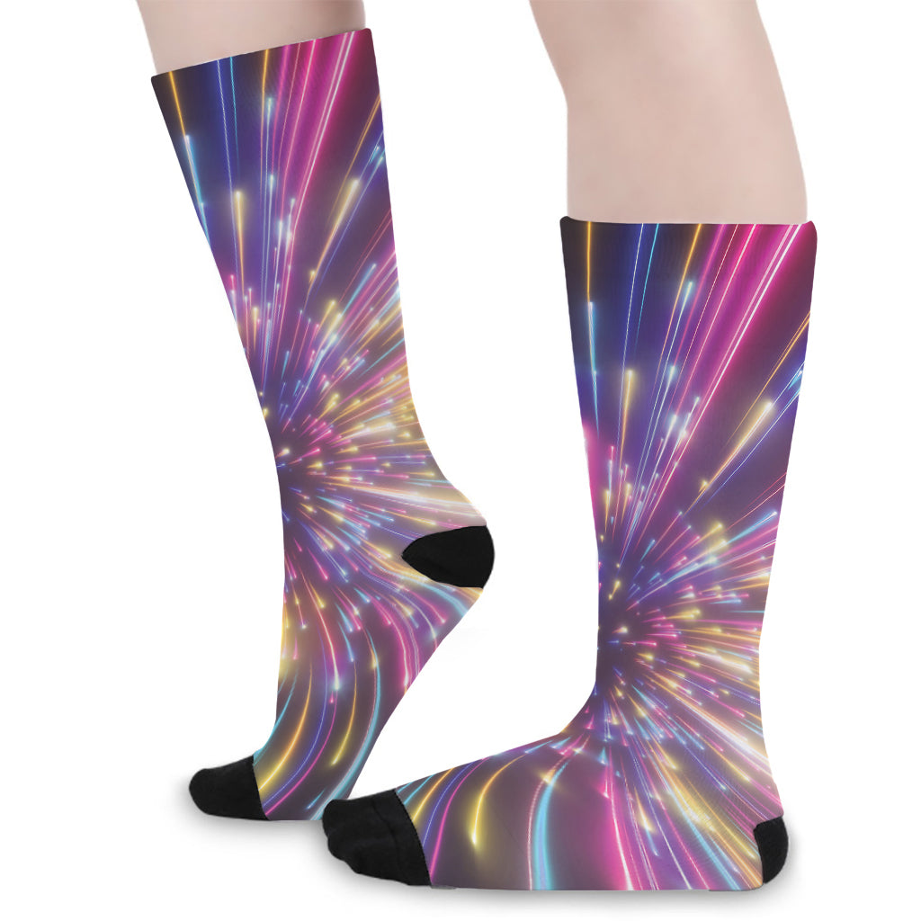 Colorful Hyperspace Print Long Socks