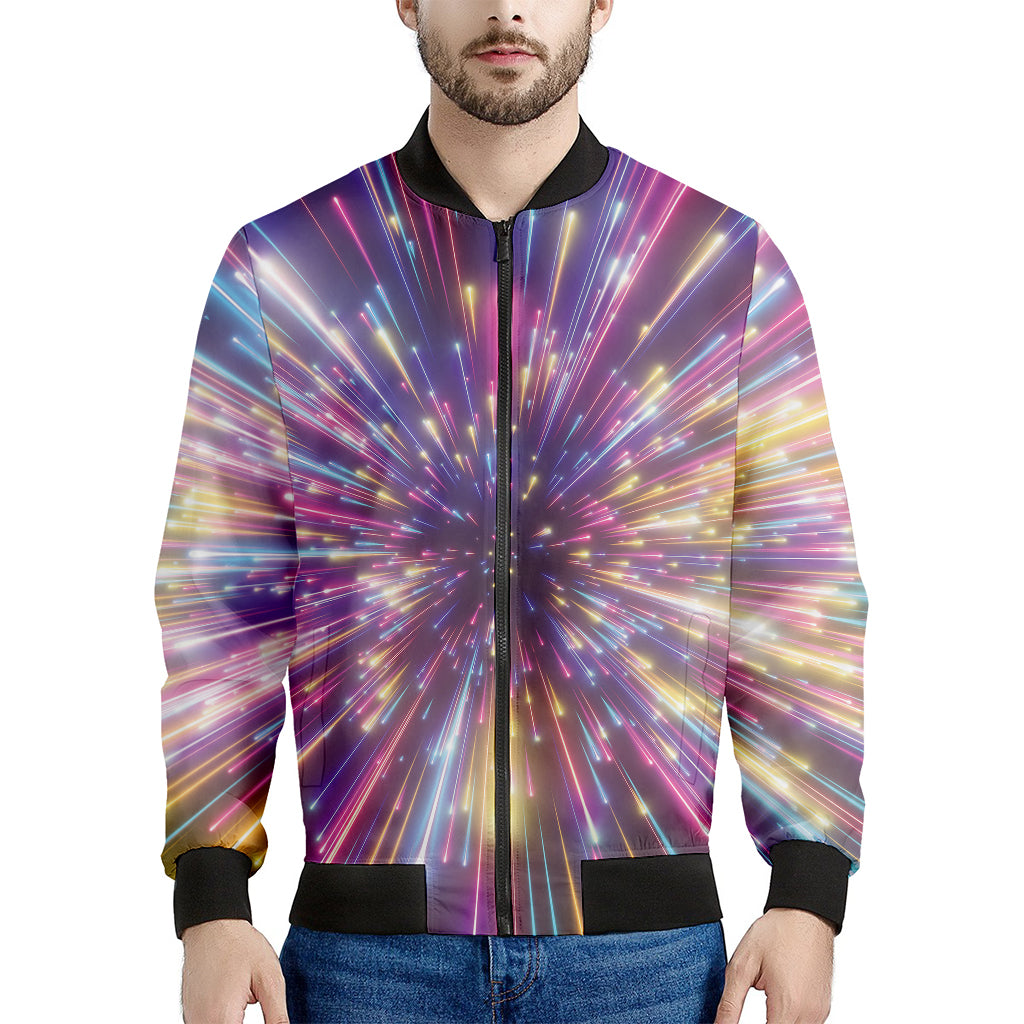 Colorful Hyperspace Print Men's Bomber Jacket