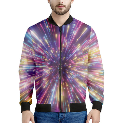 Colorful Hyperspace Print Men's Bomber Jacket
