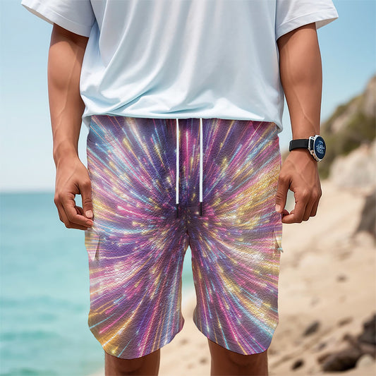 Colorful Hyperspace Print Men's Cargo Shorts
