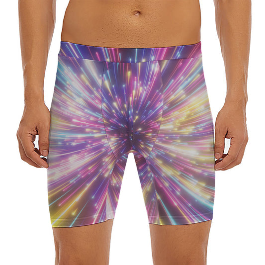 Colorful Hyperspace Print Men's Long Boxer Briefs