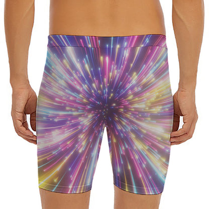 Colorful Hyperspace Print Men's Long Boxer Briefs