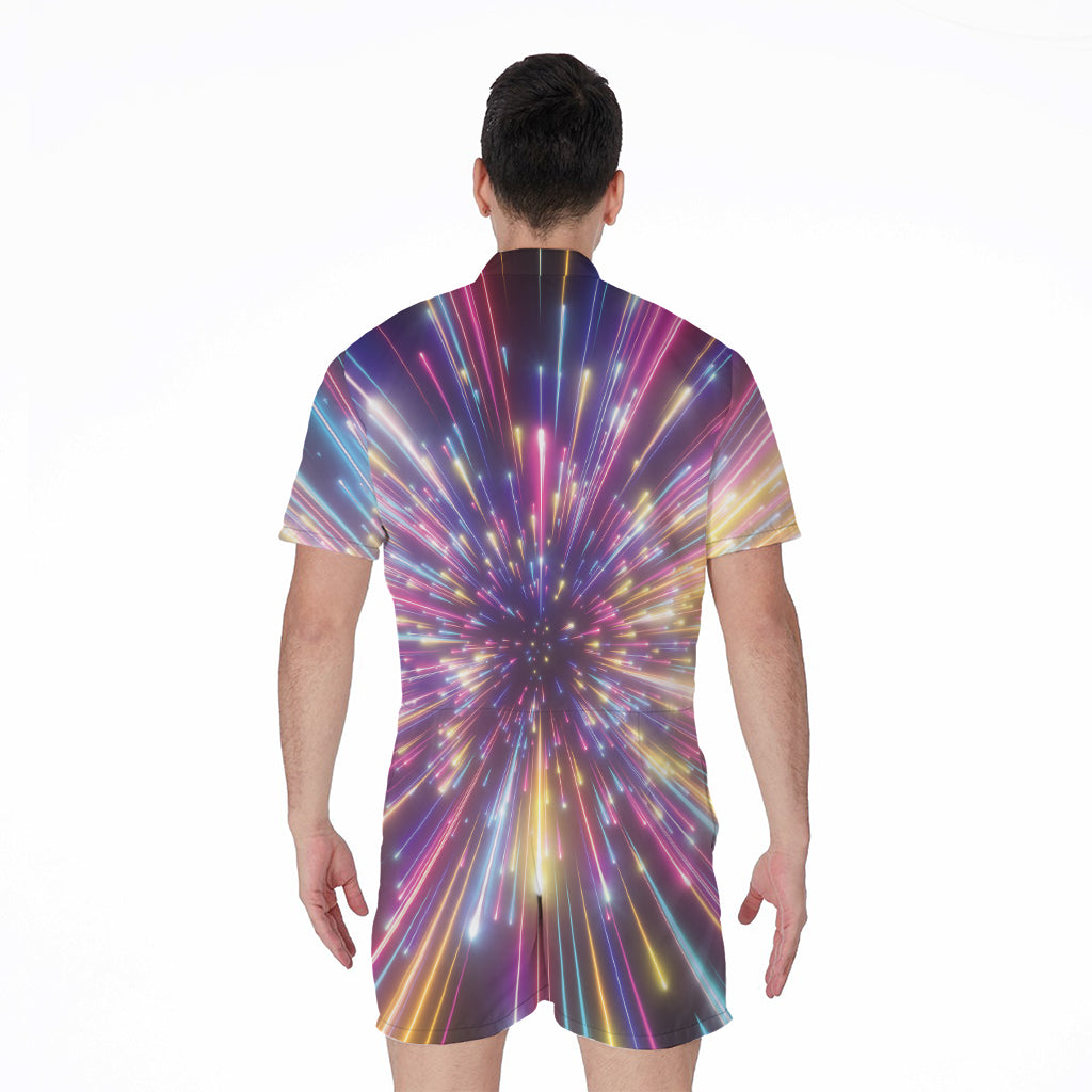 Colorful Hyperspace Print Men's Rompers