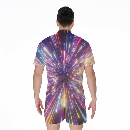 Colorful Hyperspace Print Men's Rompers