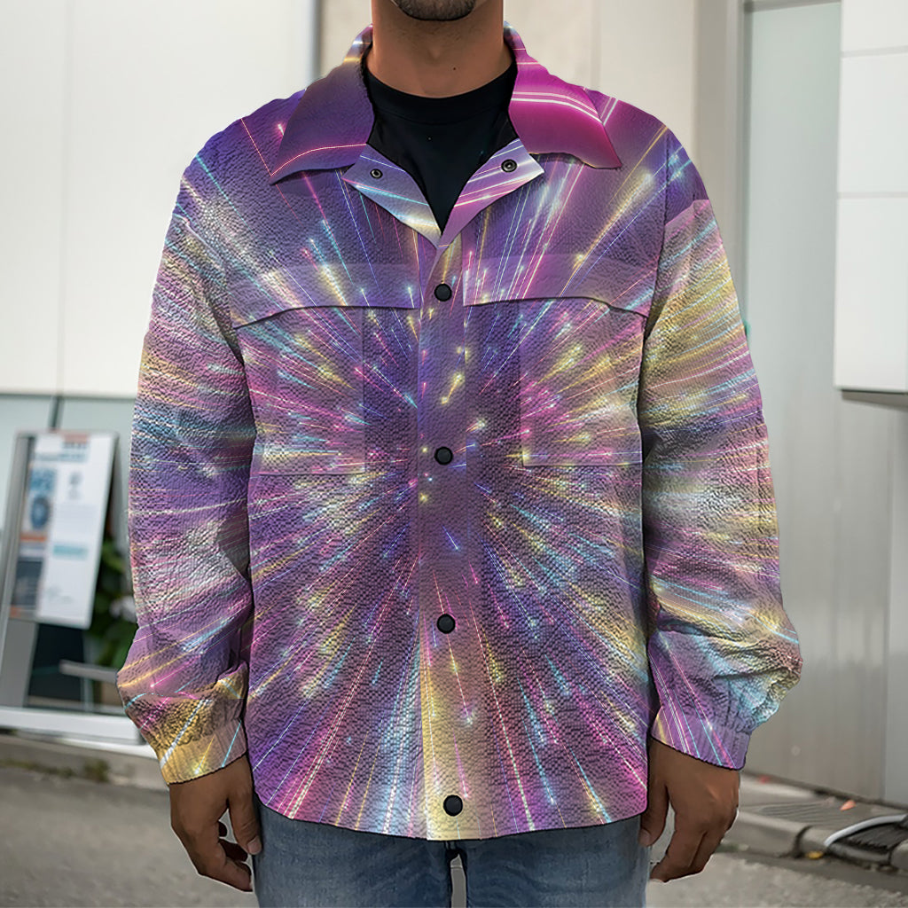 Colorful Hyperspace Print Men's Shirt Jacket