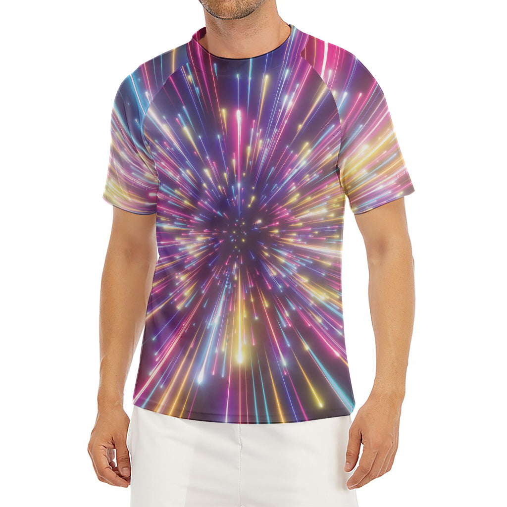 Colorful Hyperspace Print Men's Short Sleeve Rash Guard