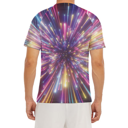 Colorful Hyperspace Print Men's Short Sleeve Rash Guard
