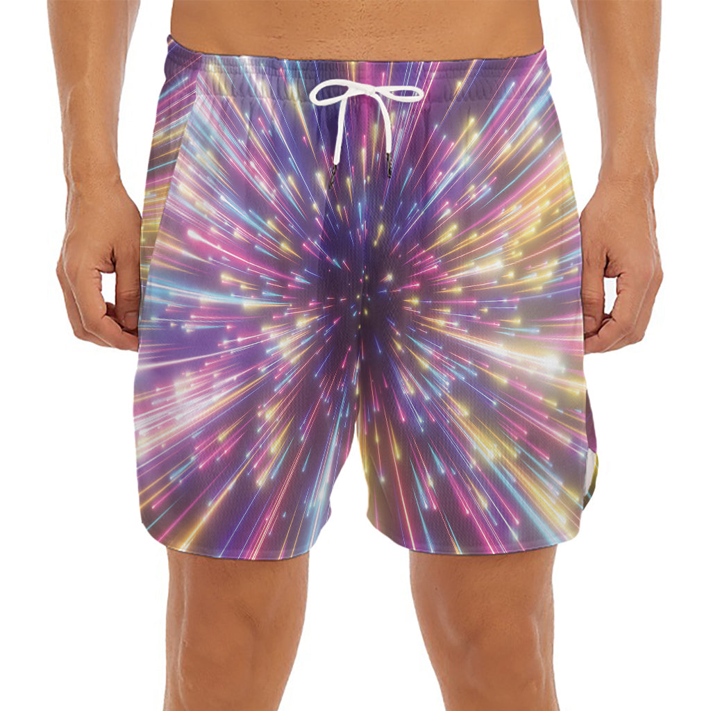Colorful Hyperspace Print Men's Split Running Shorts