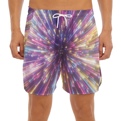 Colorful Hyperspace Print Men's Split Running Shorts