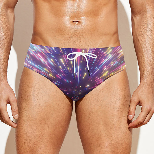 Colorful Hyperspace Print Men's Swim Briefs