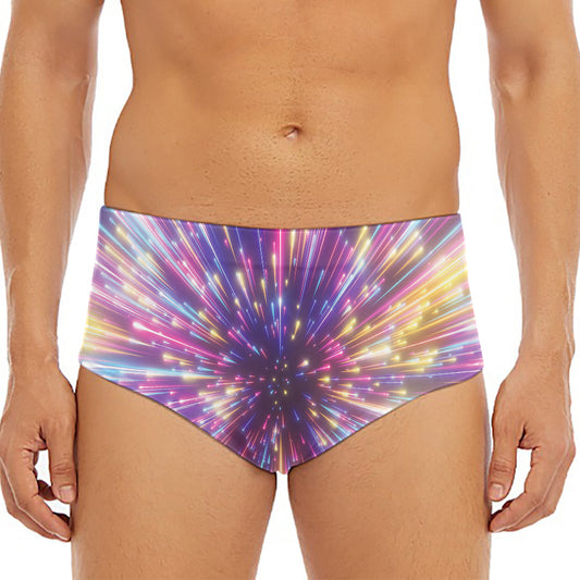 Colorful Hyperspace Print Men's Triangle Swim Briefs