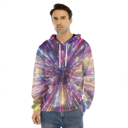 Colorful Hyperspace Print Men's Velvet Pullover Hoodie