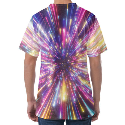 Colorful Hyperspace Print Men's Velvet T-Shirt