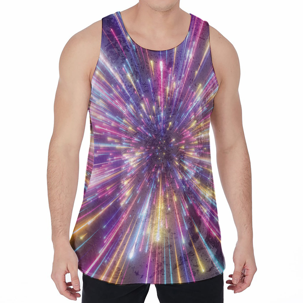 Colorful Hyperspace Print Men's Velvet Tank Top
