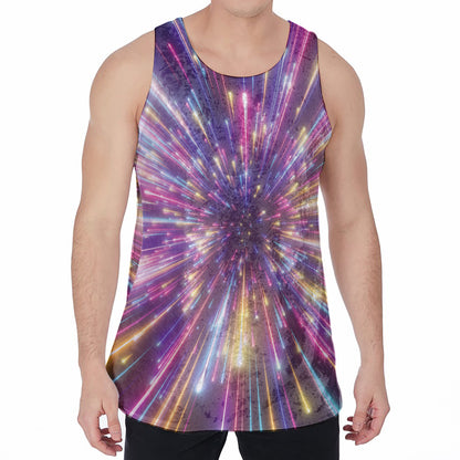 Colorful Hyperspace Print Men's Velvet Tank Top