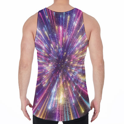 Colorful Hyperspace Print Men's Velvet Tank Top