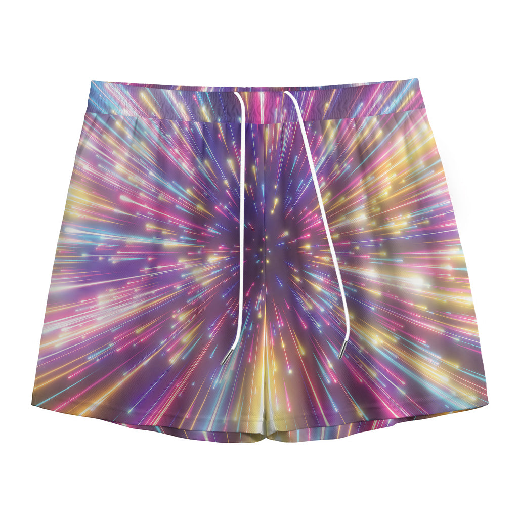 Colorful Hyperspace Print Mesh Shorts
