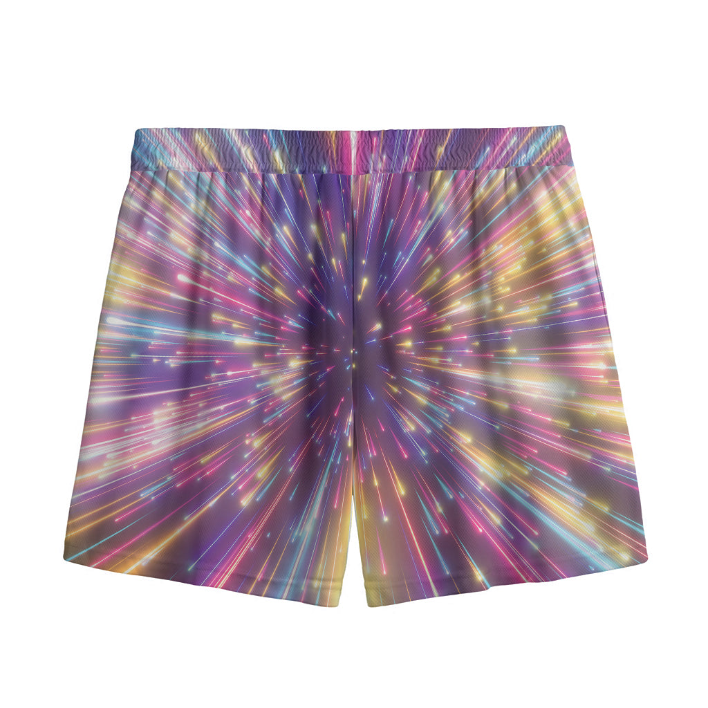 Colorful Hyperspace Print Mesh Shorts