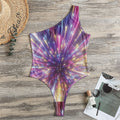 Colorful Hyperspace Print One Shoulder Bodysuit
