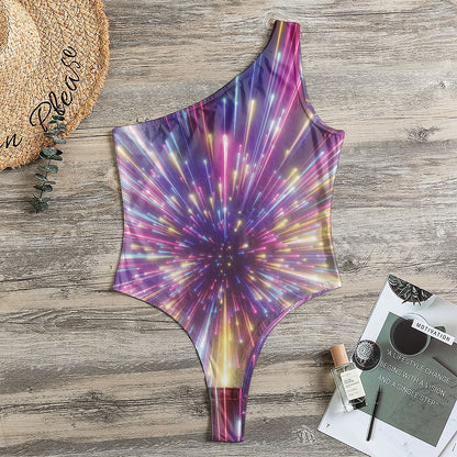 Colorful Hyperspace Print One Shoulder Bodysuit