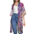 Colorful Hyperspace Print Open Front Beach Cover Up