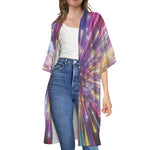 Colorful Hyperspace Print Open Front Beach Cover Up