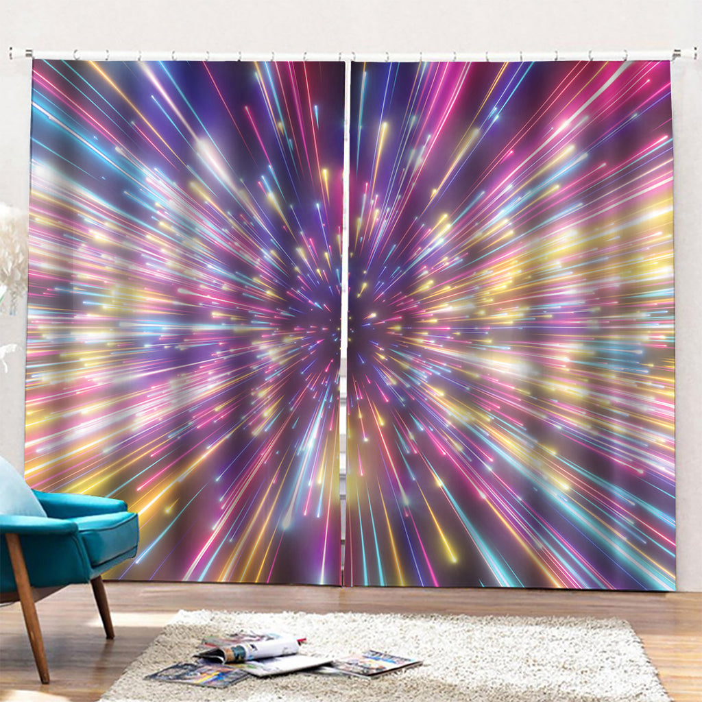 Colorful Hyperspace Print Pencil Pleat Curtains
