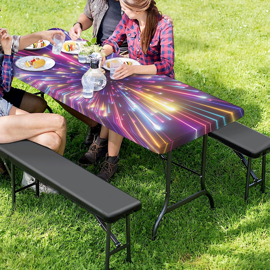 Colorful Hyperspace Print Picnic Table Cover