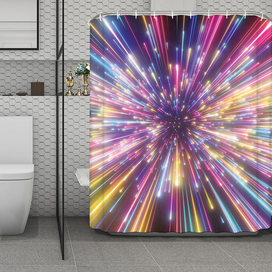 Colorful Hyperspace Print Polyester Shower Curtain