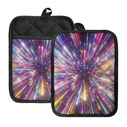 Colorful Hyperspace Print Pot Holders With Pocket