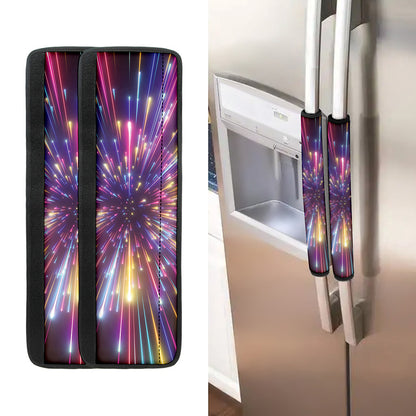 Colorful Hyperspace Print Refrigerator Handle Covers