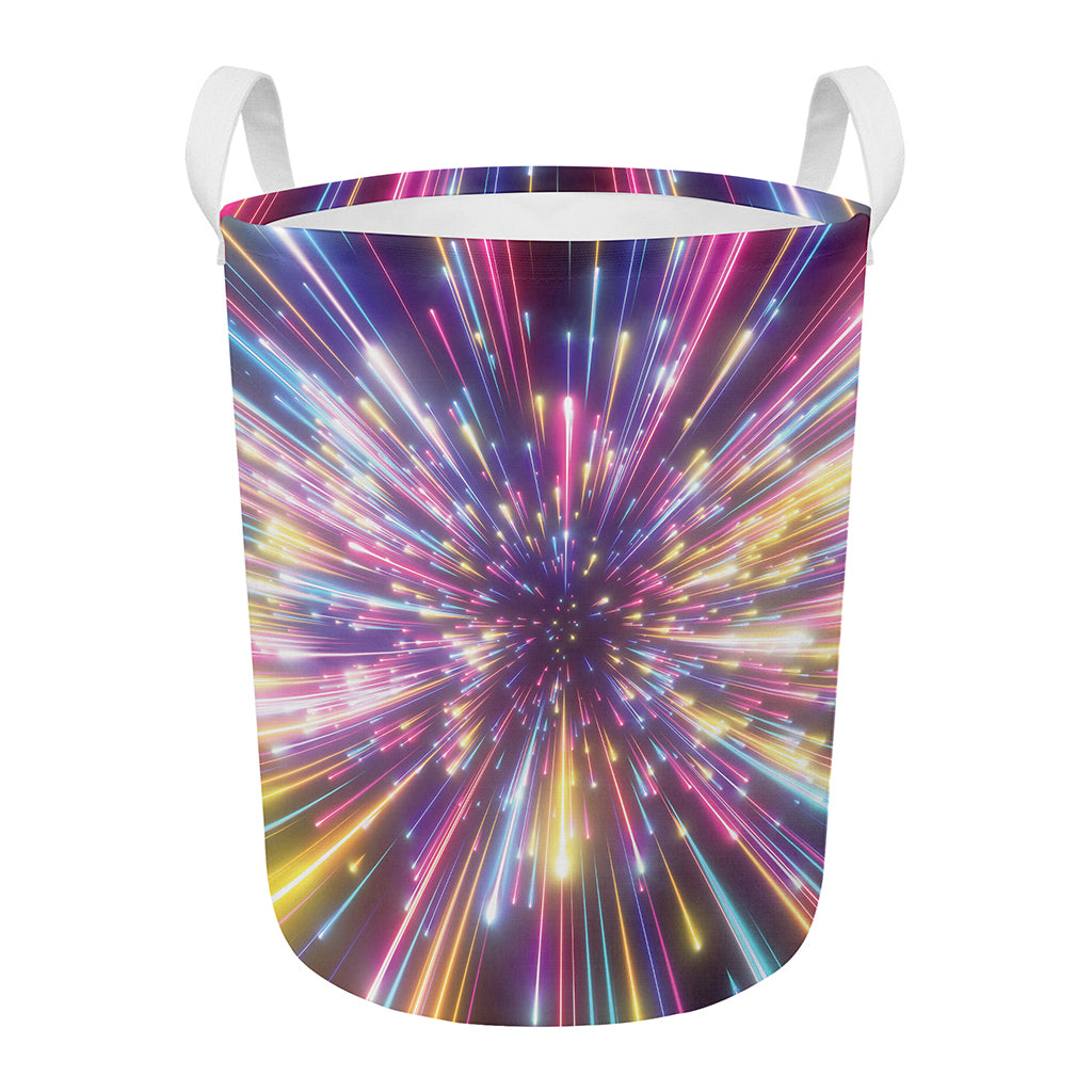 Colorful Hyperspace Print Round Laundry Basket