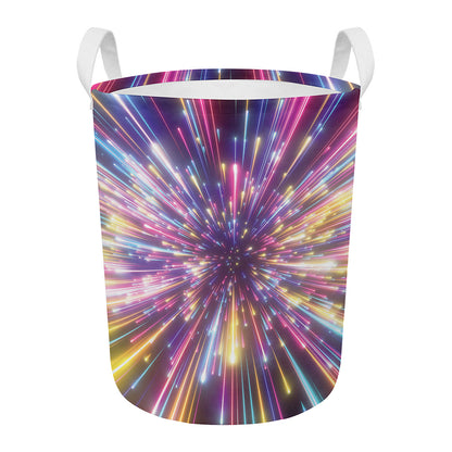 Colorful Hyperspace Print Round Laundry Basket