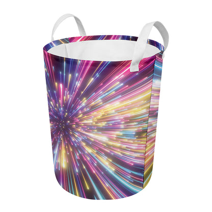 Colorful Hyperspace Print Round Laundry Basket