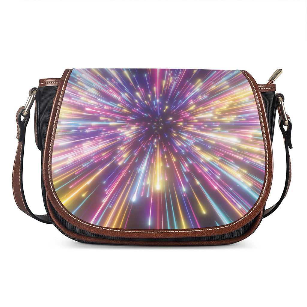 Colorful Hyperspace Print Saddle Bag