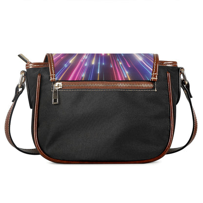 Colorful Hyperspace Print Saddle Bag