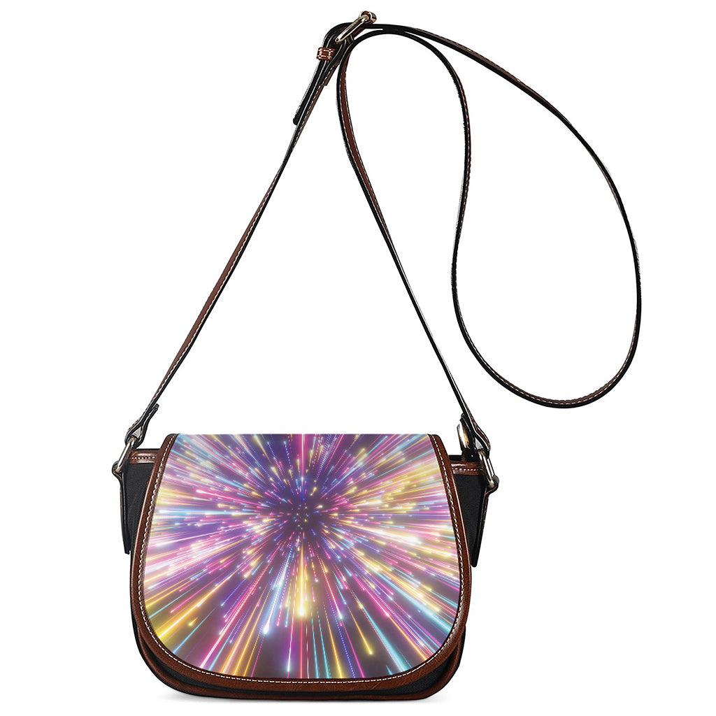 Colorful Hyperspace Print Saddle Bag