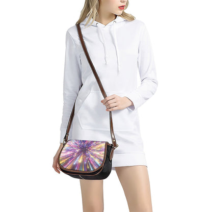 Colorful Hyperspace Print Saddle Bag