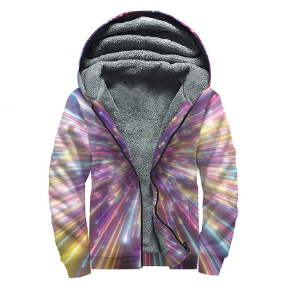 Colorful Hyperspace Print Sherpa Lined Zip Up Hoodie