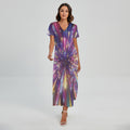 Colorful Hyperspace Print Short Sleeve Maxi Dress