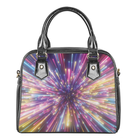 Colorful Hyperspace Print Shoulder Handbag