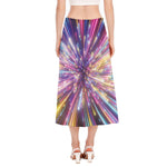 Colorful Hyperspace Print Side Slit Midi Skirt