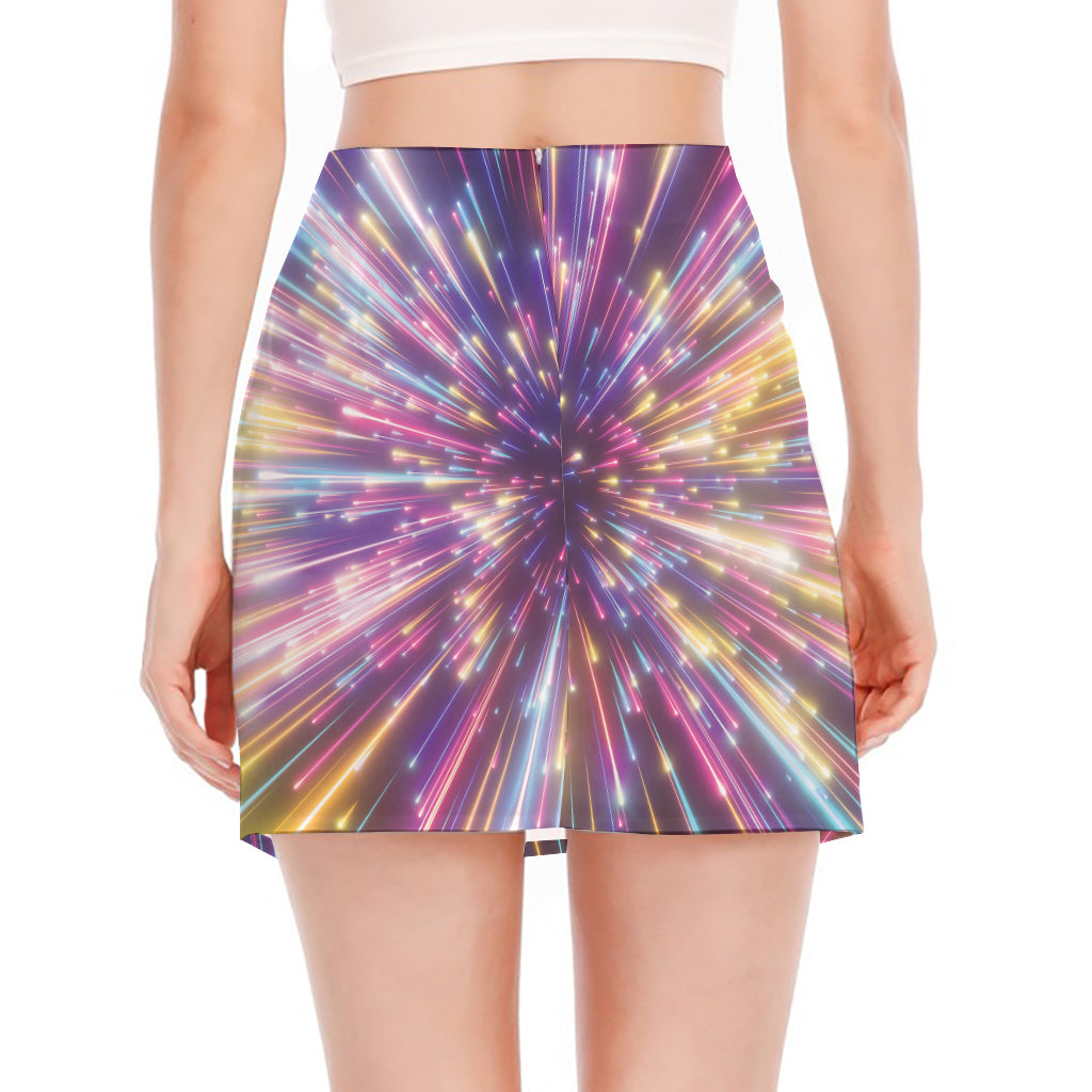 Colorful Hyperspace Print Side Slit Mini Skirt