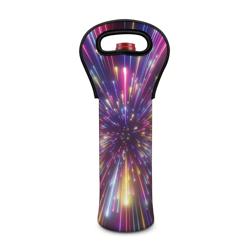Colorful Hyperspace Print Single Neoprene Wine Tote