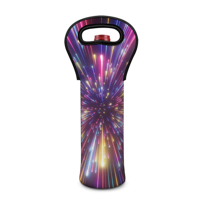 Colorful Hyperspace Print Single Neoprene Wine Tote