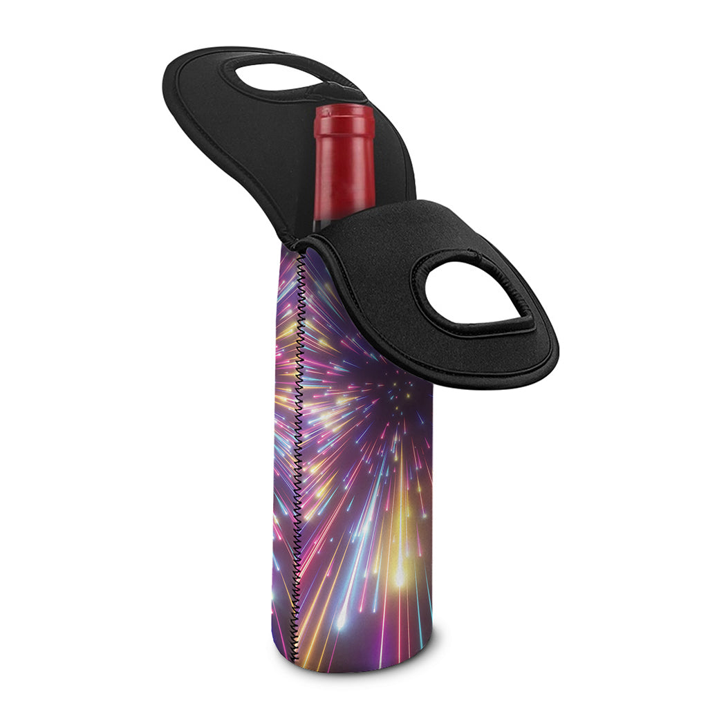 Colorful Hyperspace Print Single Neoprene Wine Tote
